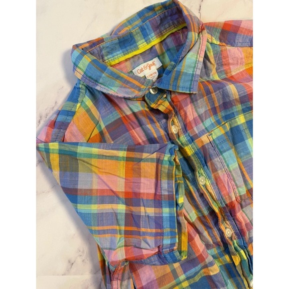 Cat & Jack Other - Boys Cat and Jack Youth Button Down Plaid Short Sleeves Shirt Large (10-12) NWT
